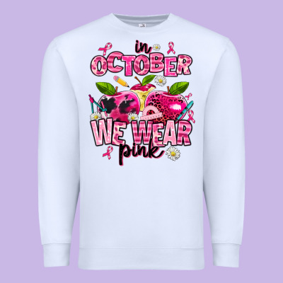 In October We Wear Pink Teachers Premium Sweatshirt Designed By Adodesignshop