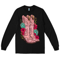 Black floral cowgirl boots Long Sleeve Tee - texasbilliewilder