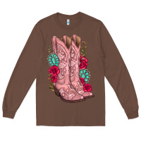 Chestnut floral cowgirl boots Long Sleeve Tee - texasbilliewilder