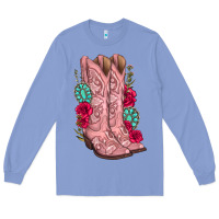 Colony Blue floral cowgirl boots Long Sleeve Tee - texasbilliewilder