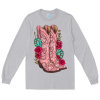 Moon Dust floral cowgirl boots Long Sleeve Tee - texasbilliewilder