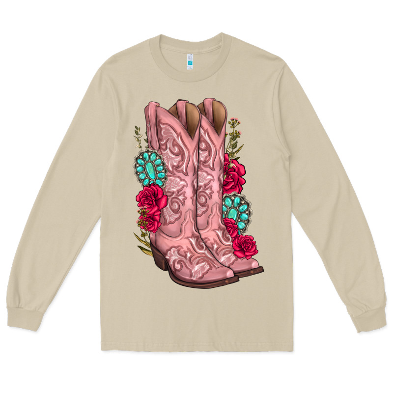 Floral Cowgirl Boots Long Sleeve Tee by texasbilliewilder | Teevron