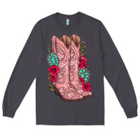 Smoke floral cowgirl boots Long Sleeve Tee - texasbilliewilder
