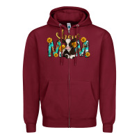 Burgundy show mom with cow mothers day Zipper Hoodie - texasbilliewilder