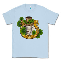 Dusty Blue st patricks day goat horseshoe shamrock Classic Tee - RanaPortraitStore