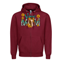 Burgundy show mom with horse mothers day Zipper Hoodie - texasbilliewilder