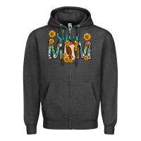 Charcoal Heather show mom with horse mothers day Zipper Hoodie - texasbilliewilder