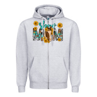 Heather Grey show mom with horse mothers day Zipper Hoodie - texasbilliewilder