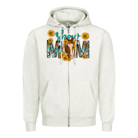 Oatmeal Heather show mom with horse mothers day Zipper Hoodie - texasbilliewilder