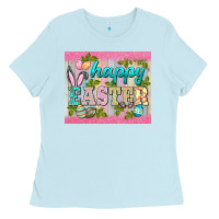 Baby Blue happy easter mousepad Ladies Tee - BarkalooDesign