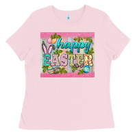Bubblegum Pink happy easter mousepad Ladies Tee - BarkalooDesign