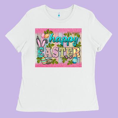 Happy Easter Mousepad Ladies Tee Designed By Barkaloodesign