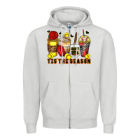 Dove Grey tis' the season softball coffee cups Zipper Hoodie - Zillion Design Studio