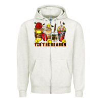 Oatmeal Heather tis' the season softball coffee cups Zipper Hoodie - Zillion Design Studio