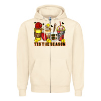 Tis' The Season Softball Coffee Cups Zipper Hoodie | Teevron