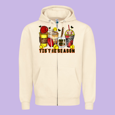Tis' The Season Softball Coffee Cups Zipper Hoodie Designed By Zillion Design Studio