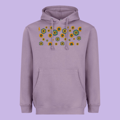 Sunflowers And Turquoise 16oz Libbey Glass Heavyweight Hoodie Designed By Hra Design Shop