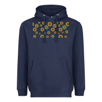 Navy sunflowers and turquoise 16oz libbey glass Heavyweight Hoodie - HRA Design Shop