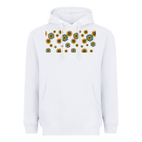White sunflowers and turquoise 16oz libbey glass Heavyweight Hoodie - HRA Design Shop