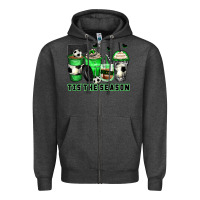 Charcoal Heather tis' the season soccer coffee cups Zipper Hoodie - Zillion Design Studio