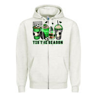 Oatmeal Heather tis' the season soccer coffee cups Zipper Hoodie - Zillion Design Studio