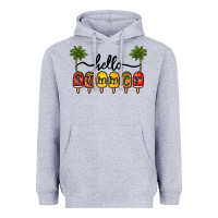 Heather Grey 1hello summer Heavyweight Hoodie - CowhideDigitalArt