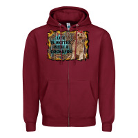 Burgundy life is better with a cockapoo Zipper Hoodie - RanaPortraitStore