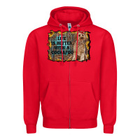 Red life is better with a cockapoo Zipper Hoodie - RanaPortraitStore
