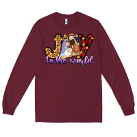 Burgundy joy to the world Long Sleeve Tee - Zillion Design Studio