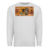 Dove Grey leopard cross butterfly sunflower Premium Sweatshirt - JahusDesignShop