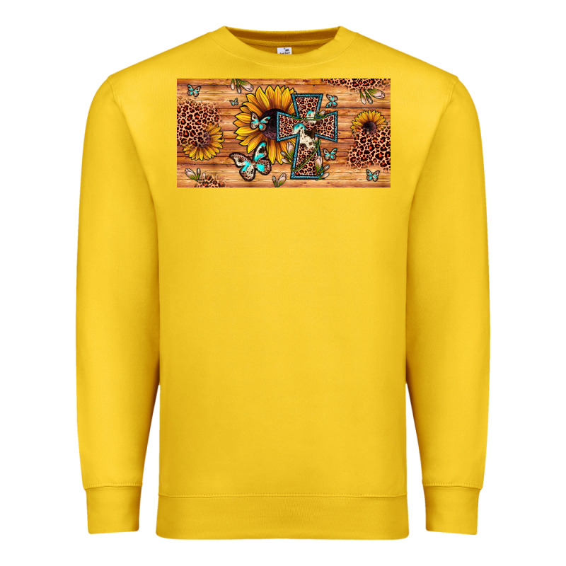 Leopard Cross Butterfly Sunflower Premium Sweatshirt by JahusDesignShop | Teevron