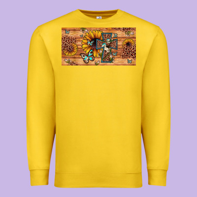 Leopard Cross Butterfly Sunflower Premium Sweatshirt Designed By Jahusdesignshop