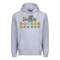 Heather Grey hello spring Premium Hoodie - MaliasSmallBusiness
