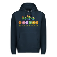 Navy hello spring Premium Hoodie - MaliasSmallBusiness