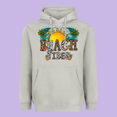 Beach Vibes Heavyweight Hoodie Designed By Cowhidedigitalart
