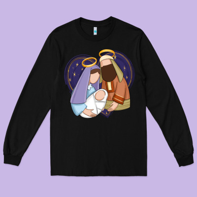 Holy Night Jesus Birth Long Sleeve Tee Designed By Zillion Design Studio