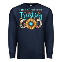 Navy i'm just out here trusting god Premium Sweatshirt - JahusDesignShop