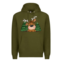 Army Green Personalized Christmas deer Premium Hoodie - MaliasSmallBusiness