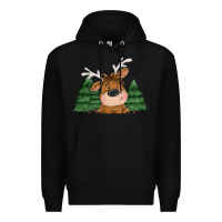 Black Personalized Christmas deer Premium Hoodie - MaliasSmallBusiness