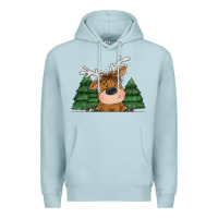 Blue Mist Personalized Christmas deer Premium Hoodie - MaliasSmallBusiness