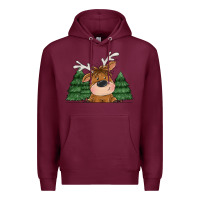 Burgundy Personalized Christmas deer Premium Hoodie - MaliasSmallBusiness