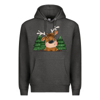 Charcoal Heather Personalized Christmas deer Premium Hoodie - MaliasSmallBusiness