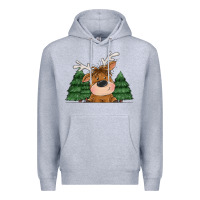 Heather Grey Personalized Christmas deer Premium Hoodie - MaliasSmallBusiness