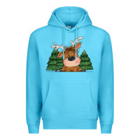 Ocean Blue Personalized Christmas deer Premium Hoodie - MaliasSmallBusiness