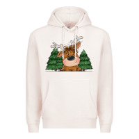 Pale Pink Personalized Christmas deer Premium Hoodie - MaliasSmallBusiness
