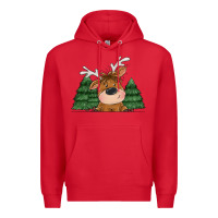 Red Personalized Christmas deer Premium Hoodie - MaliasSmallBusiness
