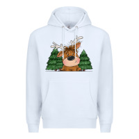 White Personalized Christmas deer Premium Hoodie - MaliasSmallBusiness
