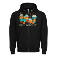Black tis' the season basketball coffee cups Zipper Hoodie - Zillion Design Studio