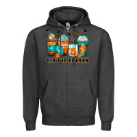 Charcoal Heather tis' the season basketball coffee cups Zipper Hoodie - Zillion Design Studio