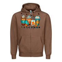 Chestnut tis' the season basketball coffee cups Zipper Hoodie - Zillion Design Studio